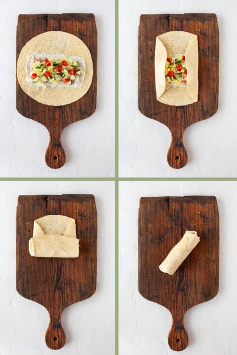 Thunfisch-Wraps mit Frischkäse - vegetarische Füllung